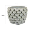 Aster Accent Planter w Raised Petal Pattern Blue Green Ceramic 10 Inch