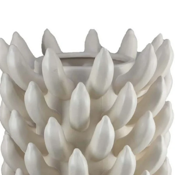 Joseph Accent Vase with Tiered Flame Accents, Ivory Ceramic 17 Inch