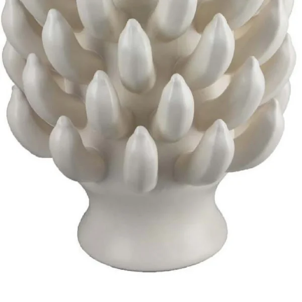 Joseph Accent Vase with Tiered Flame Accents, Ivory Ceramic 17 Inch