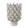 Joseph Accent Vase with Tiered Flame Accents, Ivory Ceramic 17 Inch