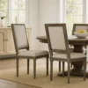 BM335108_5 Side Dining Chair Set of 2, Wheat Beige Polyester, Distressed Brown