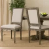 BM335108_6 Side Dining Chair Set of 2, Wheat Beige Polyester, Distressed Brown