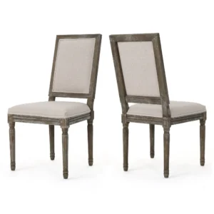 BM335108_ec1eba06-0e56-487d-bea8-032dbc24f03b Side Dining Chair Set of 2, Wheat Beige Polyester, Distressed Brown