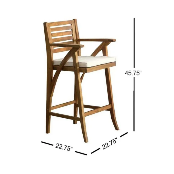 BM335116_4_ef11d381-3894-47d0-b19a-579a656b87b9 Olen Outdoor Barstool Chair Set of 2, Beige Polyester Brown Solid Wood