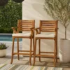 BM335116_6 Olen Outdoor Barstool Chair Set of 2, Beige Polyester Brown Solid Wood