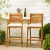 BM335116_7 Olen Outdoor Barstool Chair Set of 2, Beige Polyester Brown Solid Wood