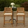 BM335116_8 Olen Outdoor Barstool Chair Set of 2, Beige Polyester Brown Solid Wood
