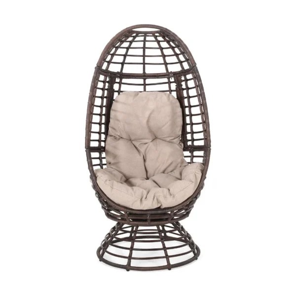 BM335118_1_0bec1c59-2d76-4c5c-a3e1-e9a44fbce739 Swivel Outdoor Egg Chair, Brown PE Woven Rattan, Iron, Beige Polyester
