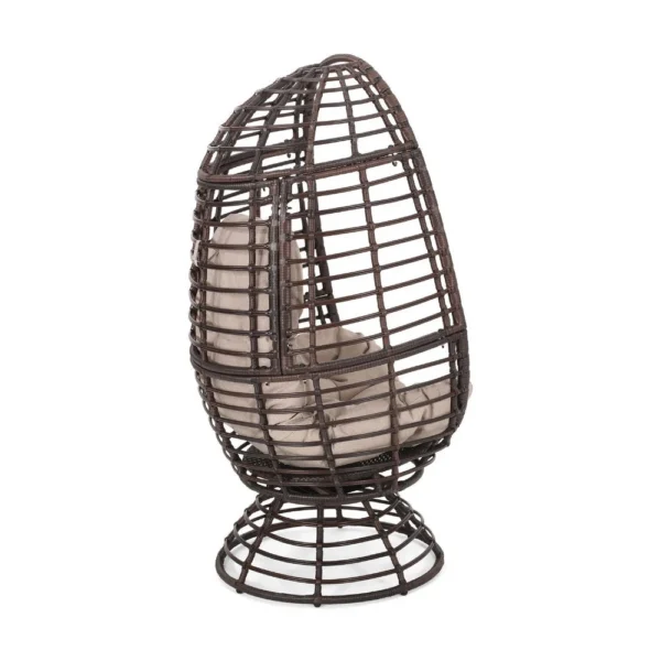 BM335118_2_a2f1c675-b474-430b-a57a-4961c7112fc7 Swivel Outdoor Egg Chair, Brown PE Woven Rattan, Iron, Beige Polyester