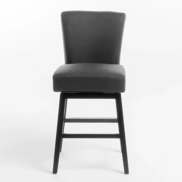 BM335134_1_c497a089-8afb-46a3-94b4-c8ef07cdfe0e Swivel Barstool Chair, Modern Charcoal Gray Upholstery. Espresso Brown