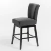 BM335134_7f5e5cb2-0d83-4dba-80a1-71d8bf85bbba Swivel Barstool Chair, Modern Charcoal Gray Upholstery. Espresso Brown