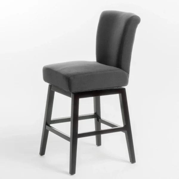 BM335134_7f5e5cb2-0d83-4dba-80a1-71d8bf85bbba Swivel Barstool Chair, Modern Charcoal Gray Upholstery. Espresso Brown