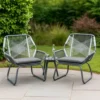 BM335152_6 Meny Outdoor Club Chair Set of 2, White Rattan Woven, Matte Gray Metal