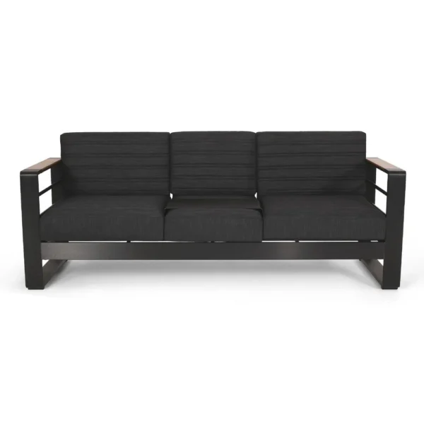 BM335175_1_08e3685e-3d6f-46d3-acaa-52ffc6452361 Vinia 3 Seater Outdoor Sofa, Plush Cushions, 77 Inch Black Aluminum