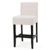 Kovey Counter Stool Chair Set of 2, Metal Kickplate, Beige Polyester