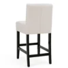 Kovey Counter Stool Chair Set of 2, Metal Kickplate, Beige Polyester