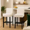 Kovey Counter Stool Chair Set of 2, Metal Kickplate, Beige Polyester