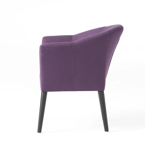 Onyx Armchair with Low Back Design, Birch Wood Frame, Plum Purple