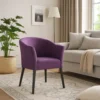 Onyx Armchair with Low Back Design, Birch Wood Frame, Plum Purple