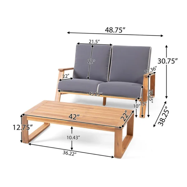 BM335215_4_11ca654a-33a0-4b2f-b753-40a43653f47b Eddy 2pc Patio Loveseat and Coffee Table Set, Brown Acacia Wood, Gray