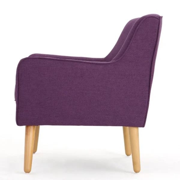 Felix Accent Armchair, Splayed Birch Wood Legs, Button Tufted Purple