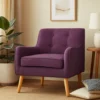 Felix Accent Armchair, Splayed Birch Wood Legs, Button Tufted Purple