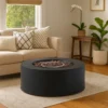 BM335235_5 Outdoor Fire Pit, 40,000 BTUs Cutout Handles, Round Dark Gray Iron