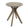 Ambre Outdoor Breakfast Dining Table, 28 Inch Slatted Gray Acacia Wood