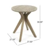 Ambre Outdoor Breakfast Dining Table, 28 Inch Slatted Gray Acacia Wood