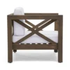 Bea Outdoor Club Chair, White Cushions, X Back Design Weathered Gray