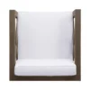 Bea Outdoor Club Chair, White Cushions, X Back Design Weathered Gray