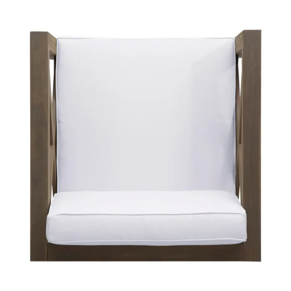 Bea Outdoor Club Chair, White Cushions, X Back Design Weathered Gray