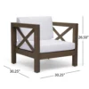 Bea Outdoor Club Chair, White Cushions, X Back Design Weathered Gray