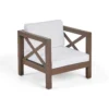 Bea Outdoor Club Chair, White Cushions, X Back Design Weathered Gray