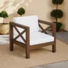 Bea Outdoor Club Chair, White Cushions, X Back Design Weathered Gray