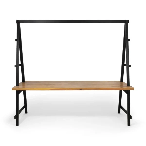 BM335254_1_dbe86b57-1d3b-4510-9495-c153ef0092fc Jo Outdoor Pergola Table, Black Metal Frame, Slatted Teak Brown Wood