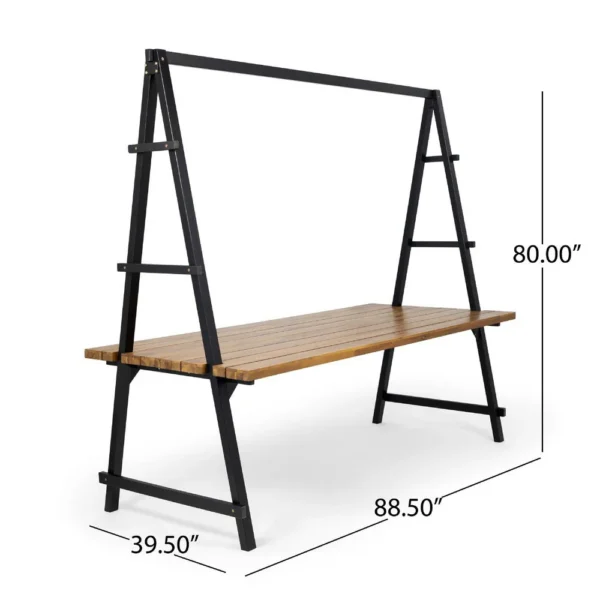 BM335254_4_46e143f6-6d7c-4798-9868-34747679884c Jo Outdoor Pergola Table, Black Metal Frame, Slatted Teak Brown Wood