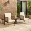 BM335257_5 Gerry Outdoor Club Chair Set of 2, Cream Cushions, Slatted Dark Brown