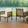 BM335257_7 Gerry Outdoor Club Chair Set of 2, Cream Cushions, Slatted Dark Brown