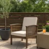 BM335257_8 Gerry Outdoor Club Chair Set of 2, Cream Cushions, Slatted Dark Brown