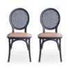BM335260_0ef02468-93ac-4d8c-8bda-206022394461 Dining Chair Set of 2, Matte Black Rattan Woven Back and Brown Seat