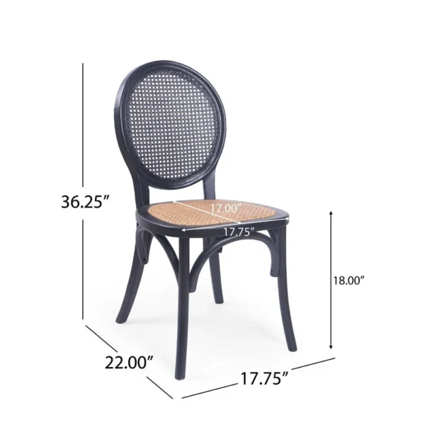 BM335260_4_6dc2ee7a-9cae-42c7-a518-e652c79960dc Dining Chair Set of 2, Matte Black Rattan Woven Back and Brown Seat