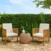 BM335262_5 Gerry Outdoor Club Chairs Set of 2, Cream Fabric, Slatted Light Brown