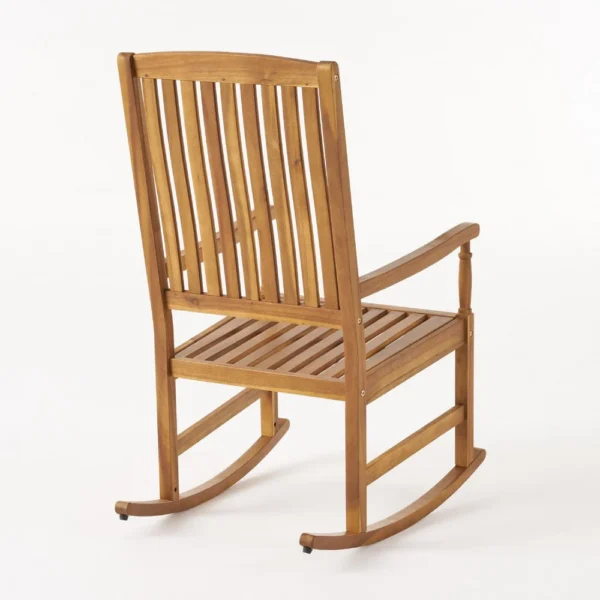 BM335268_2_2927e0e1-4e82-4032-bdd7-cf9fcf45094a Fred Outdoor Rocking Chair, Slatted Back Design, Brown Acacia Wood