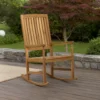 BM335268_7 Fred Outdoor Rocking Chair, Slatted Back Design, Brown Acacia Wood