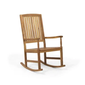 BM335268_7918c30b-fb1f-459f-ad20-a857021a0d45 Fred Outdoor Rocking Chair, Slatted Back Design, Brown Acacia Wood