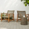 BM335270_5 Bops Outdoor Accent Club Chair Set of 2, Brown Acacia Wood Gray Wicker