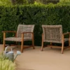 BM335270_6 Bops Outdoor Accent Club Chair Set of 2, Brown Acacia Wood Gray Wicker