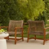 BM335270_8 Bops Outdoor Accent Club Chair Set of 2, Brown Acacia Wood Gray Wicker