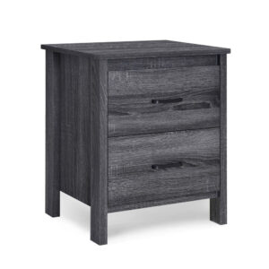 Nightstand Dresser, 2 Storage Drawers, 23 Inch, Modern Dark Gray